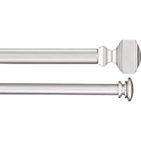 Amazon Basics - Barra de cortina doble- 2-54 cm- con terminales cuadrados- 0-9 a 1-83 m- Níquel